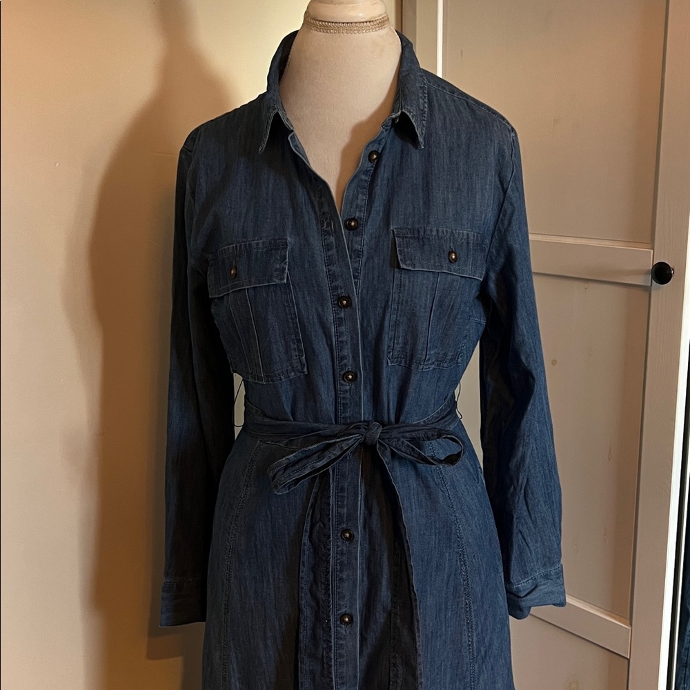 NWOT LOFT Petite Chambray Shirt Dress Size 12P - Picture 2 of 11